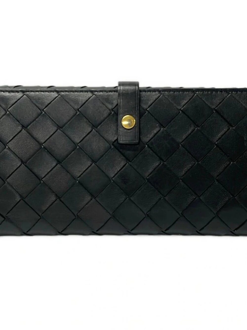 BOTTEGA VENETA Intrecciato Black Leather P********* Long Wallet
